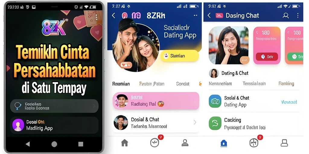 Antarmuka utama 8ZK yang menarik dengan berbagai fitur Dating App.