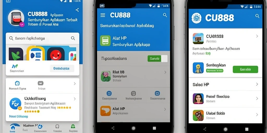 Antarmuka aplikasi CU888 untuk menyembunyikan aplikasi dengan mudah.