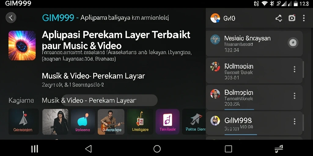 Antarmuka aplikasi GIM999 untuk merekam layar dengan fitur lengkap.