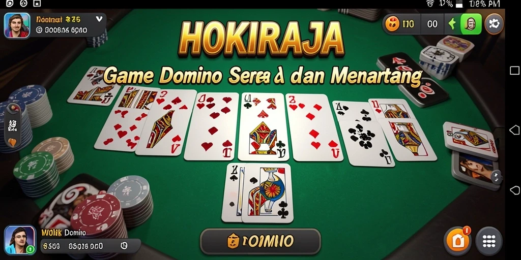 Antarmuka intuitif game Domino HOKIRAJA yang menyenangkan.