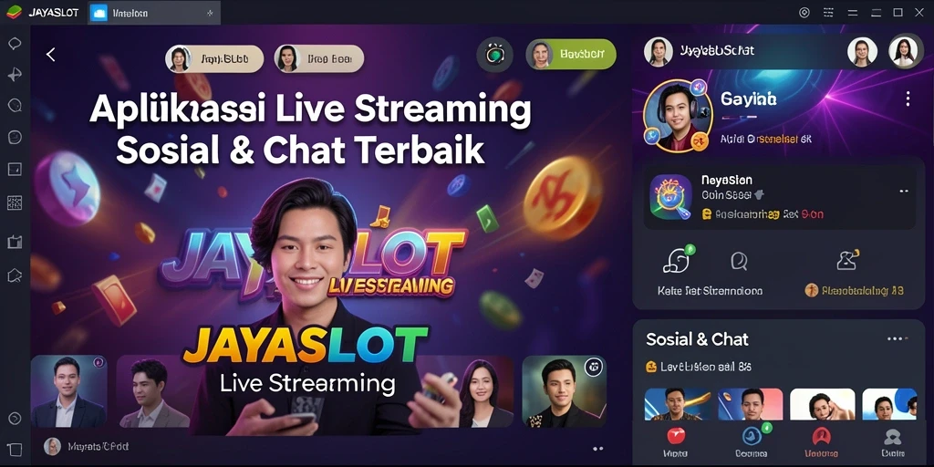 Antarmuka pengguna JAYASLOT menampilkan siaran Live Streaming yang interaktif.