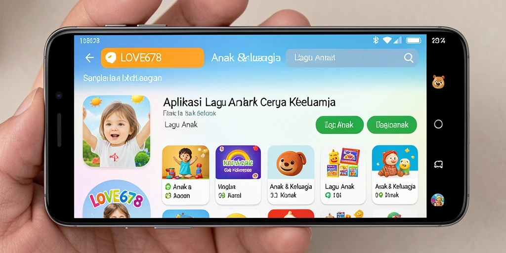 Antarmuka ceria LOVE678 dengan lagu anak yang menyenangkan.