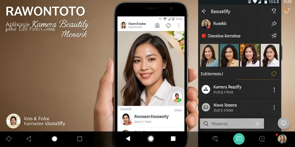 Antarmuka RAWONTOTO dengan berbagai fitur Kamera Beautify.
