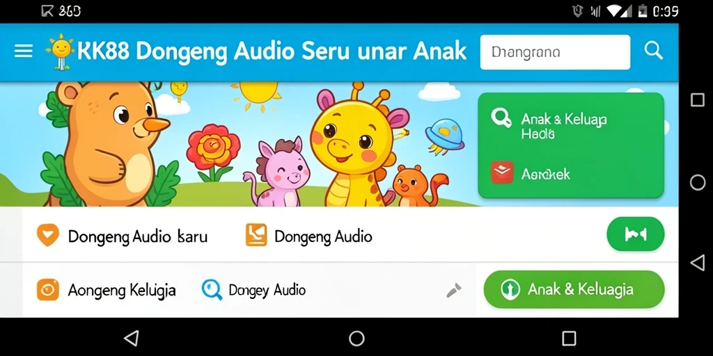 Antarmuka RK88 yang ramah anak dengan koleksi dongeng audio.